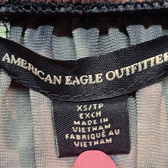American Eagle Crop Top Off Shoulder Velour Tie Dye Shirt Womens Extra Small - Picture 6 of 9
